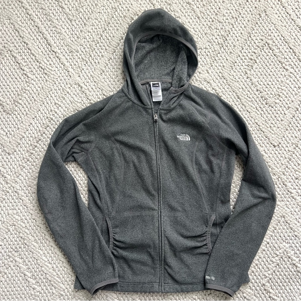THE NORTH FACE Gray Fleece Zip Up Hoodie Jacket Top Womens Size MEDIUM EUC